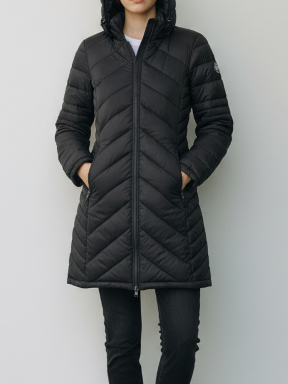 Michael Kors Sz XS Black Jacket Quilted Packable Hooded Down Coat Winter Classic